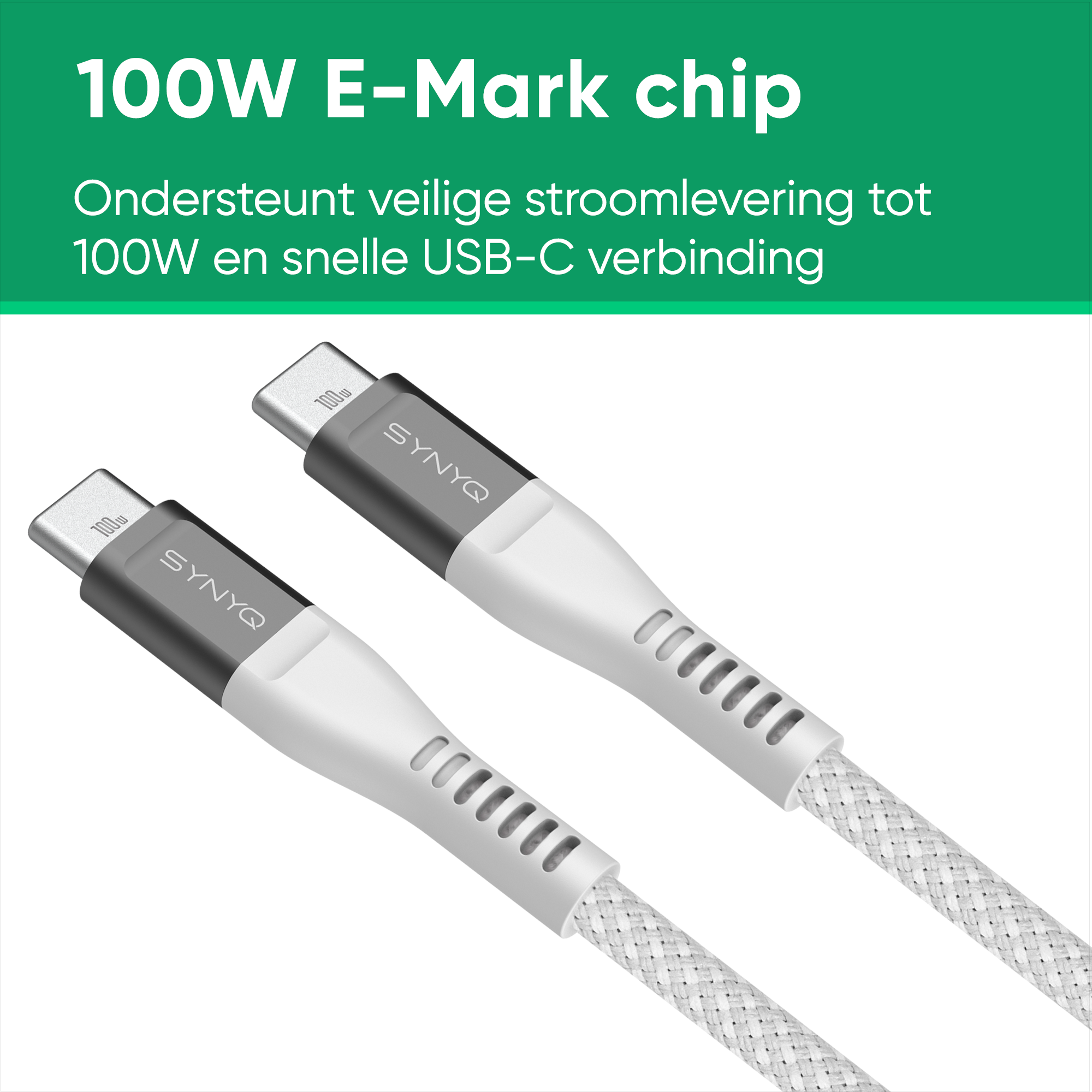 Synyq 45W Snellader - Gecertificeerd - 100W Oplaadkabel - Snellader usb c - Usb c oplader