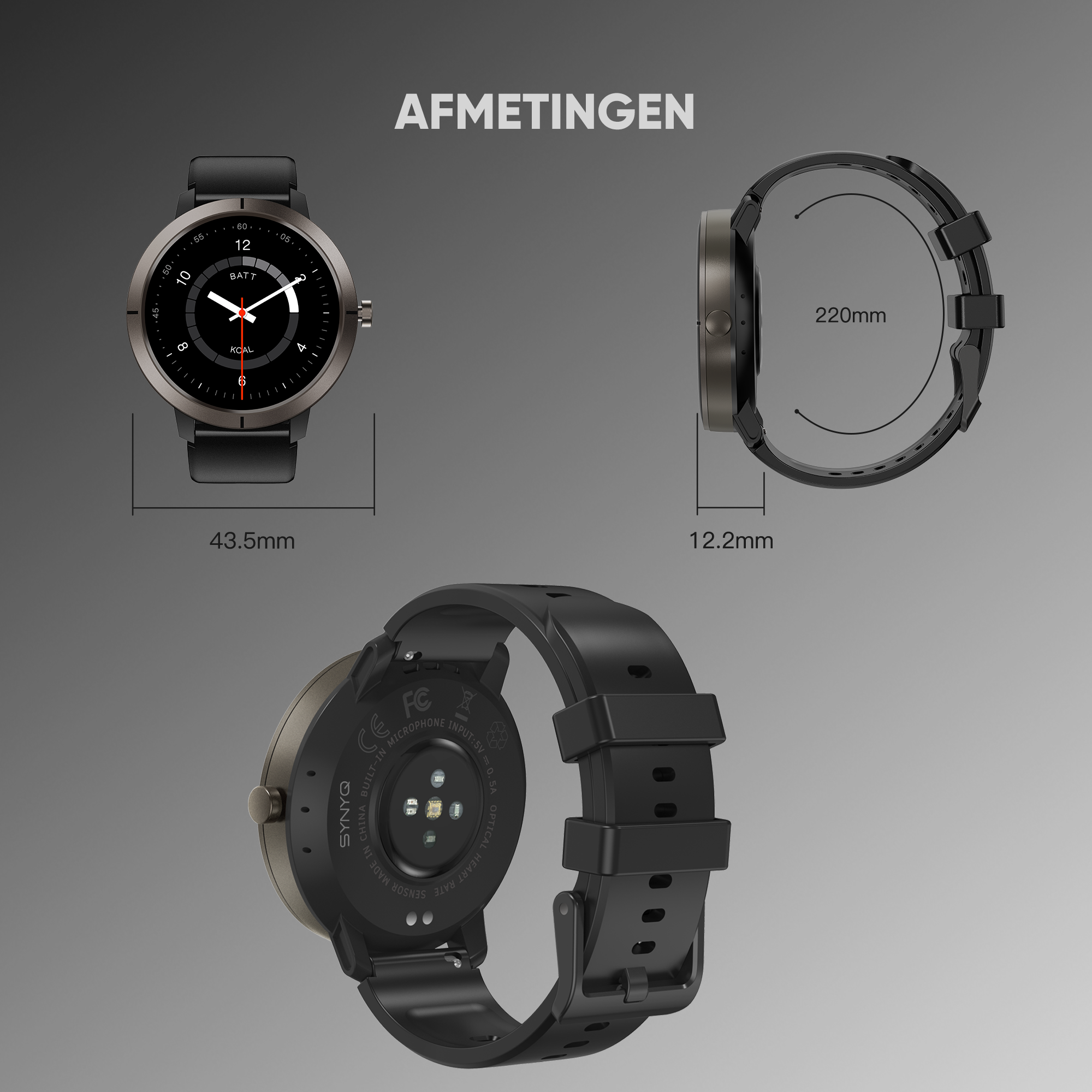 Synyq Evo Pro GPS Smartwatch - Voor Dames & Heren - 4 Bandjes - 1.32" AMOLED