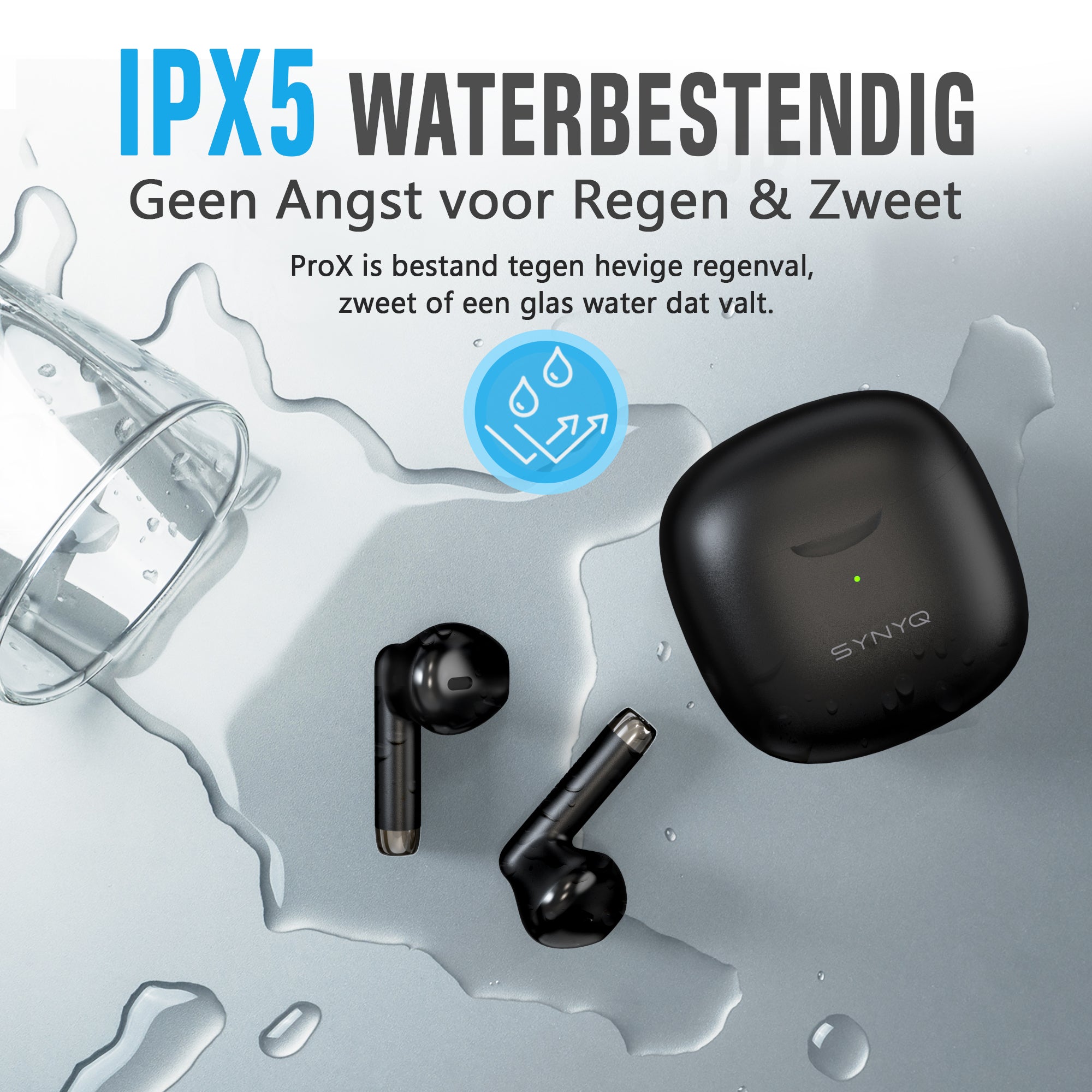 Synyq ProX Draadloze Oordopjes - 30 Uur Batterij - IPX5 Waterbestendig - Bluetooth 5.3