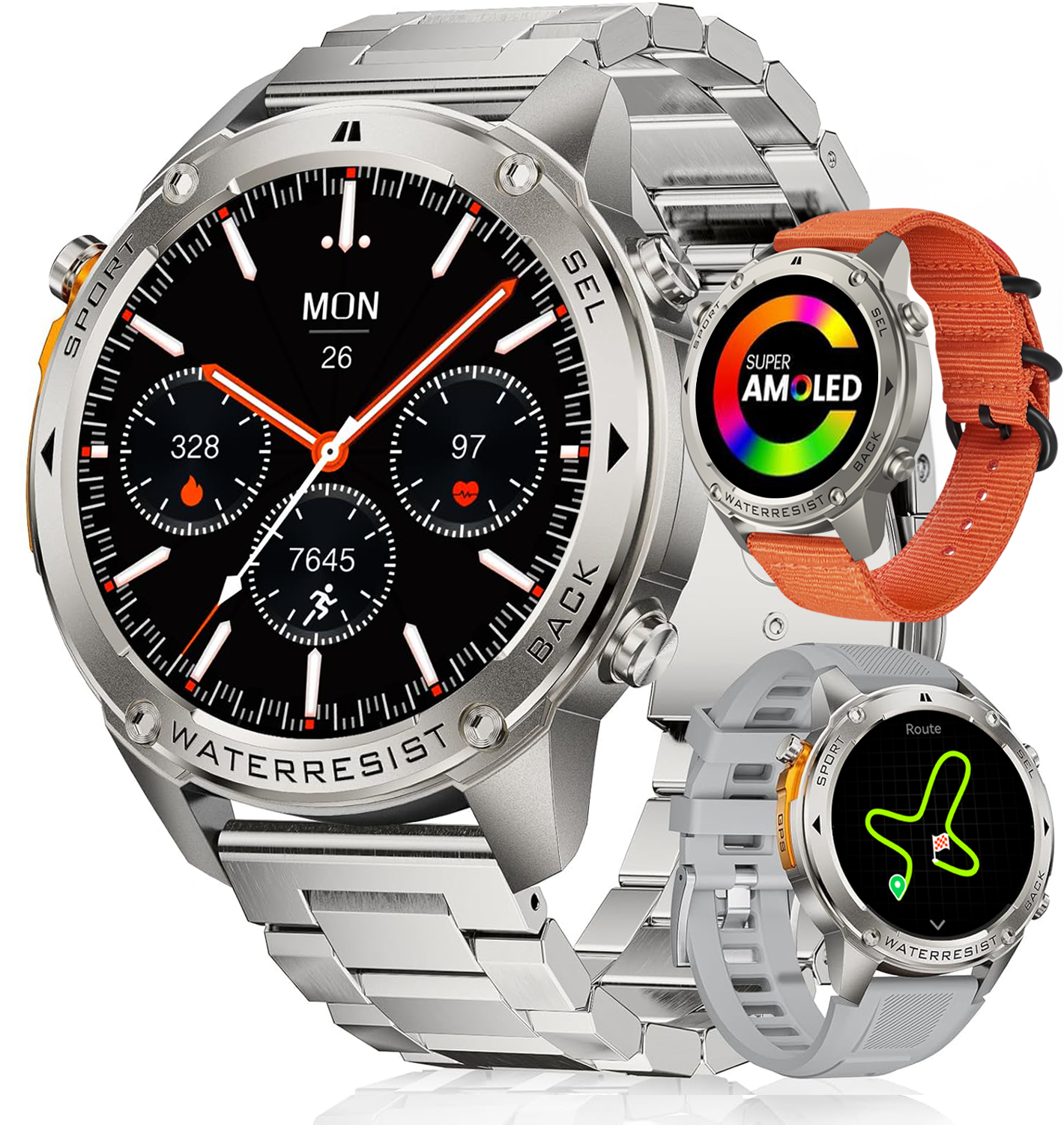 Synyq GPS Pro Smartwatch Heren - 1,43 inch AMOLED Display - GPS Sporthorloge