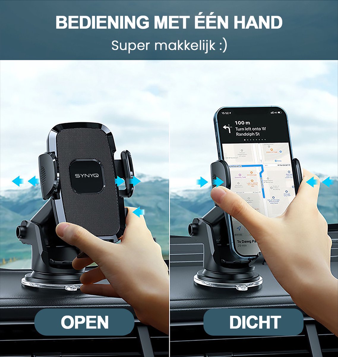 Synyq Telefoonhouder Auto met Sterke Zuignap