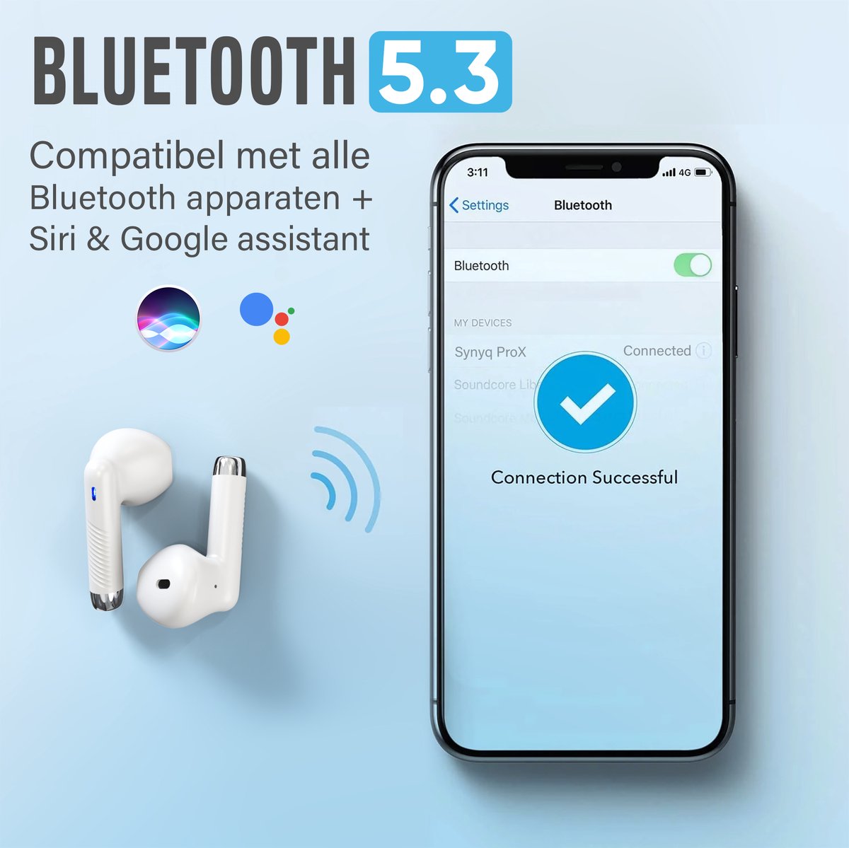 Synyq ProX Draadloze Oordopjes - 30 Uur Batterij - IPX5 Waterbestendig - Bluetooth 5.3