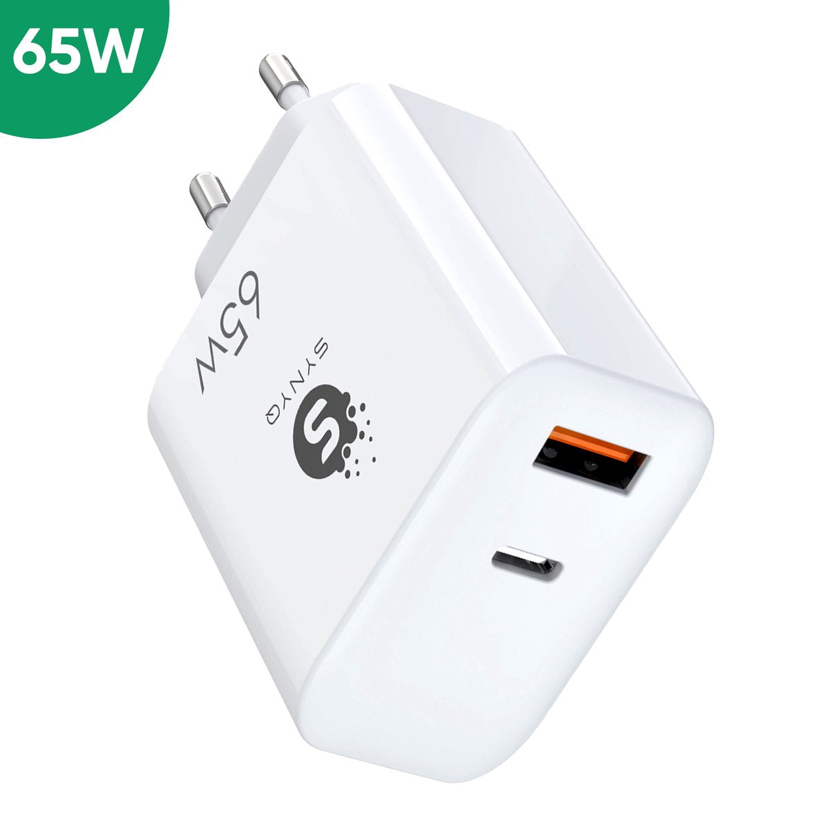 Synyq 65W Snellader - 2 Poort USB Adapter - Oplader Geschikt voor iPhone en Samsung