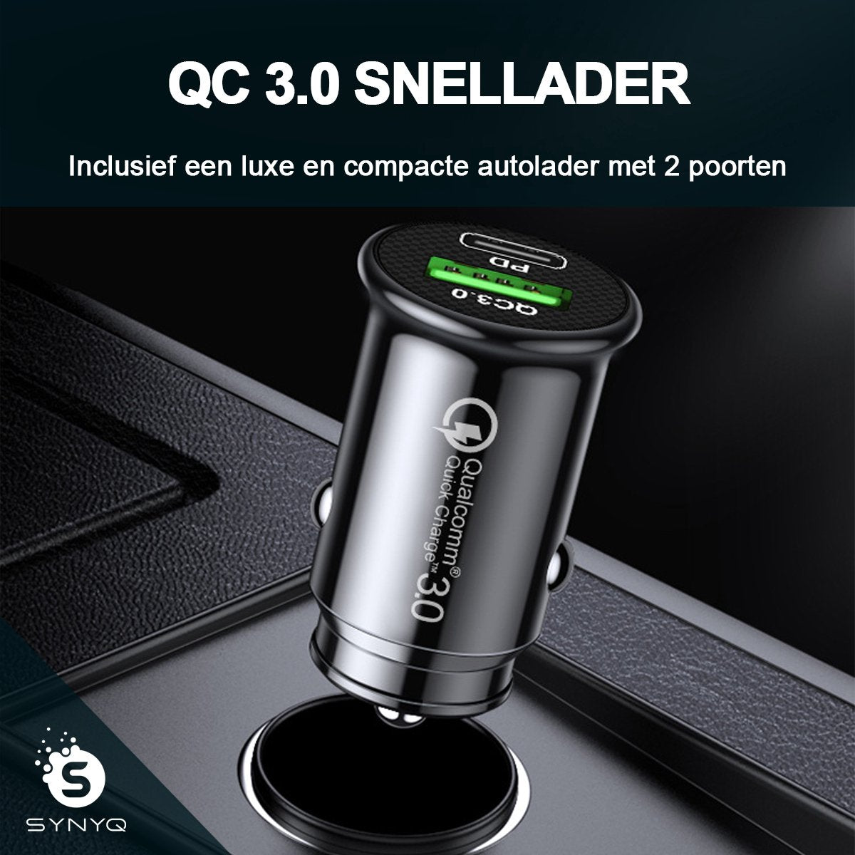 Synyq Auto Telefoonhouder met Draadloze Oplader & Autolader
