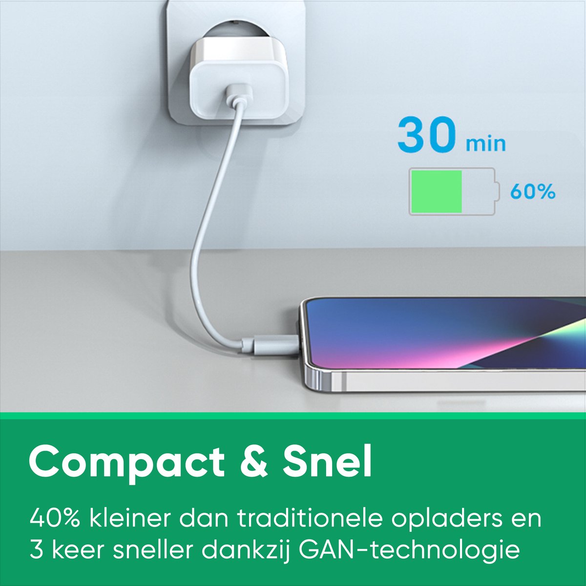 Synyq 30W Snellader - Lader geschikt voor Iphone - Geschikt voor iPhone 14/13/12/11/X