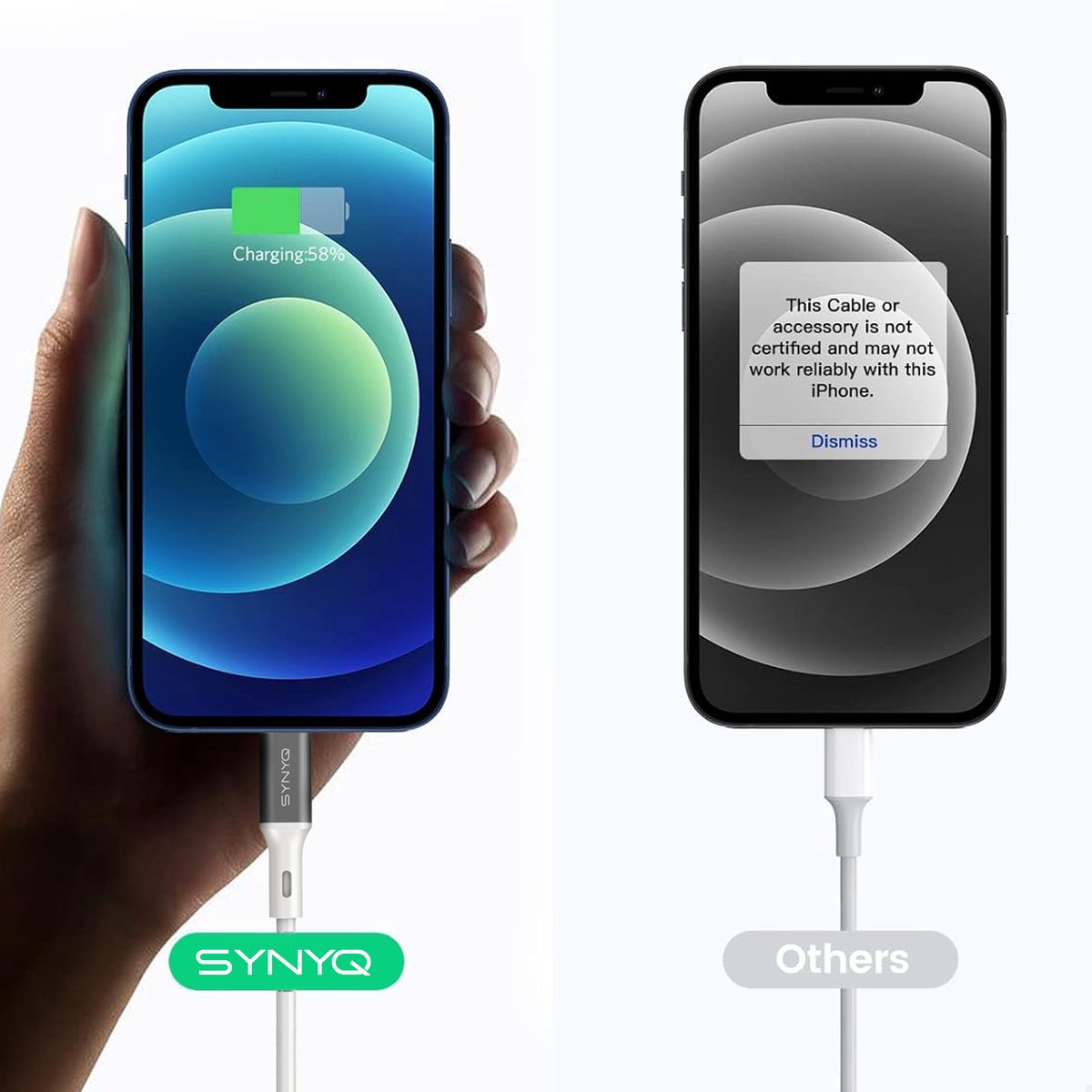 Synyq Lightning oplaadkabel geschikt voor iPhone - Kabel geschikt voor Iphone