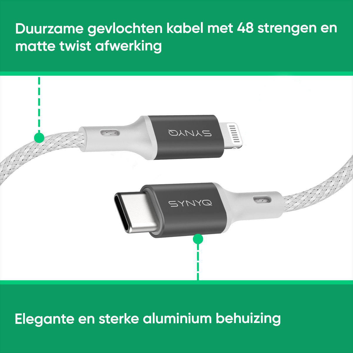 Synyq 65W Dual Snellader - Gecertificeerd - Lader geschikt voor Iphone - Geschikt voor iPhone 14/13/12/11/