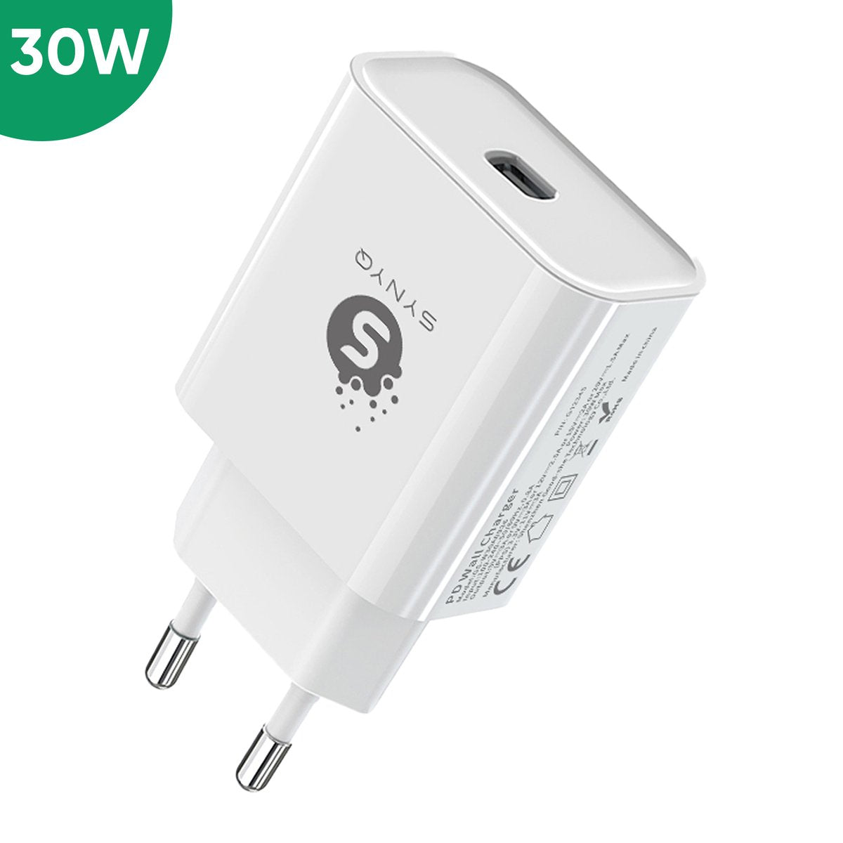 Synyq 30W Snellader - USB C Adapter - Snel lader iPhone - Snellader Samsung