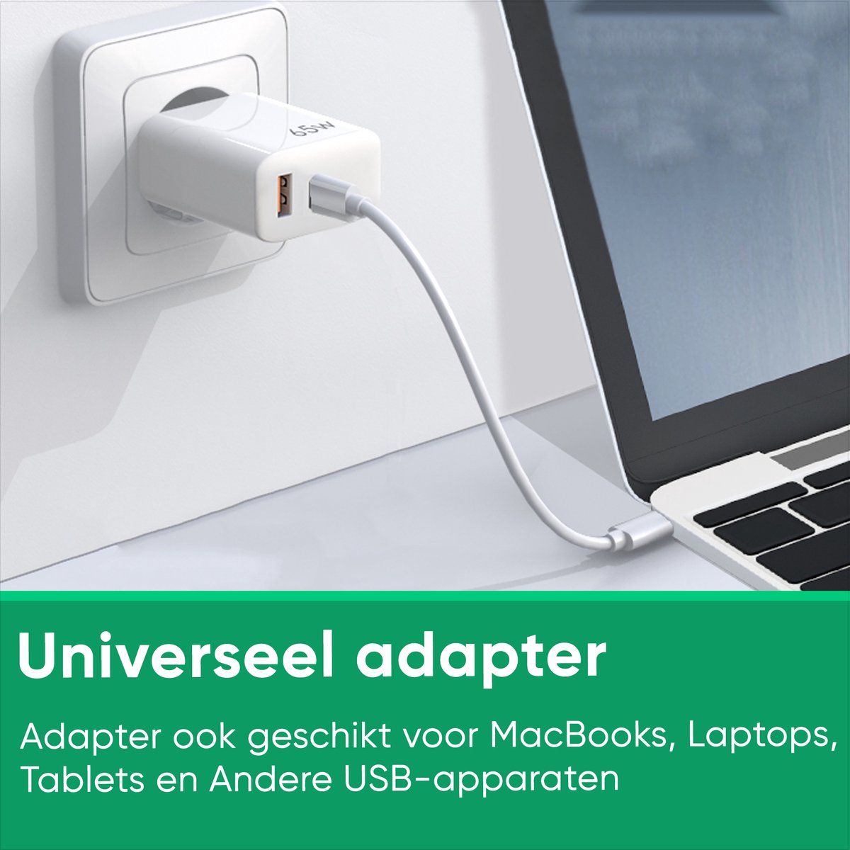 Synyq 65W Snellader - Gecertificeerd - Oplader Geschikt voor iPhone 15/16 en Samsung