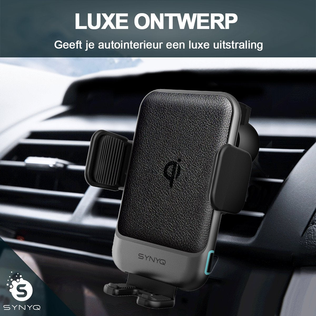 Synyq Auto Telefoonhouder met Draadloze Oplader & Autolader