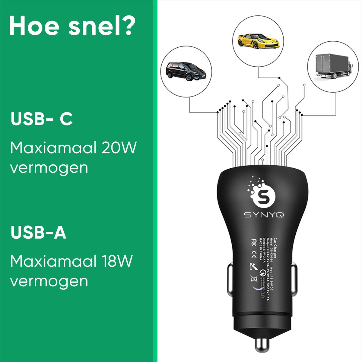 Synyq 38W Autolader - Snellader Auto