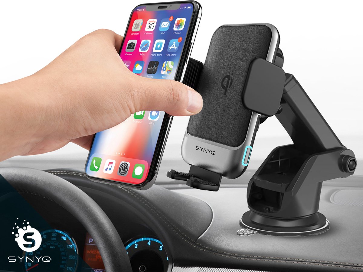 Synyq Auto Telefoonhouder met Draadloze Oplader & Autolader