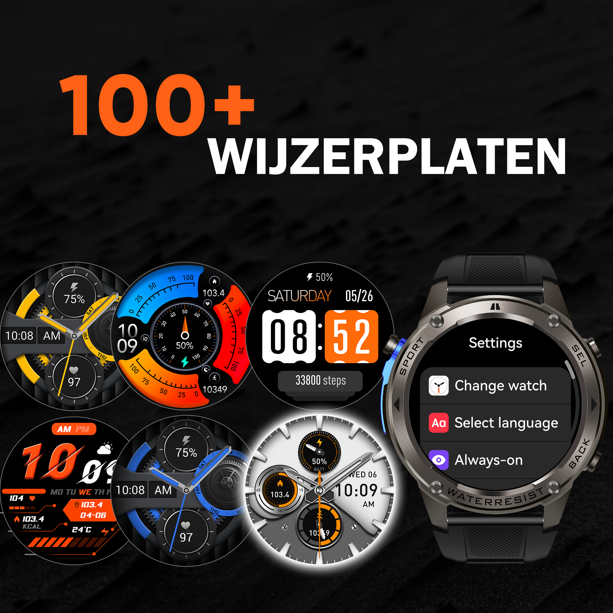 Synyq GPS Pro Smartwatch Heren - 1,43 inch AMOLED Display - GPS Sporthorloge