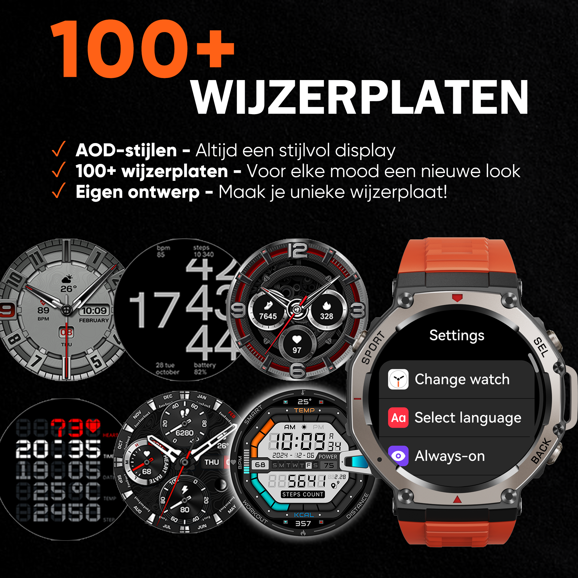 Synyq GPS ProX Smartwatch voor Heren - GPS - 1.43" AMOLED - 3 Bandjes
