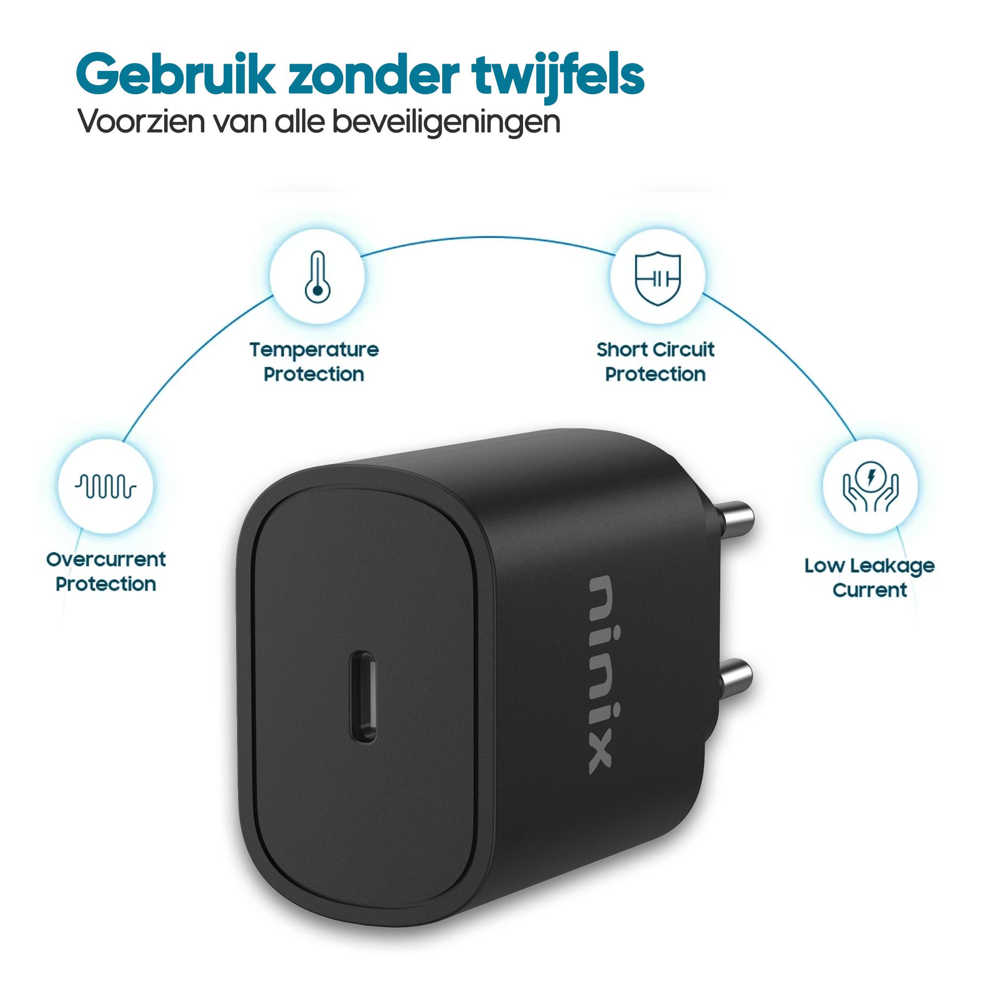 Ninix Snellader 25W - Oplaadkabel - Gecertificeerd - Oplader Geschikt voor iPhone