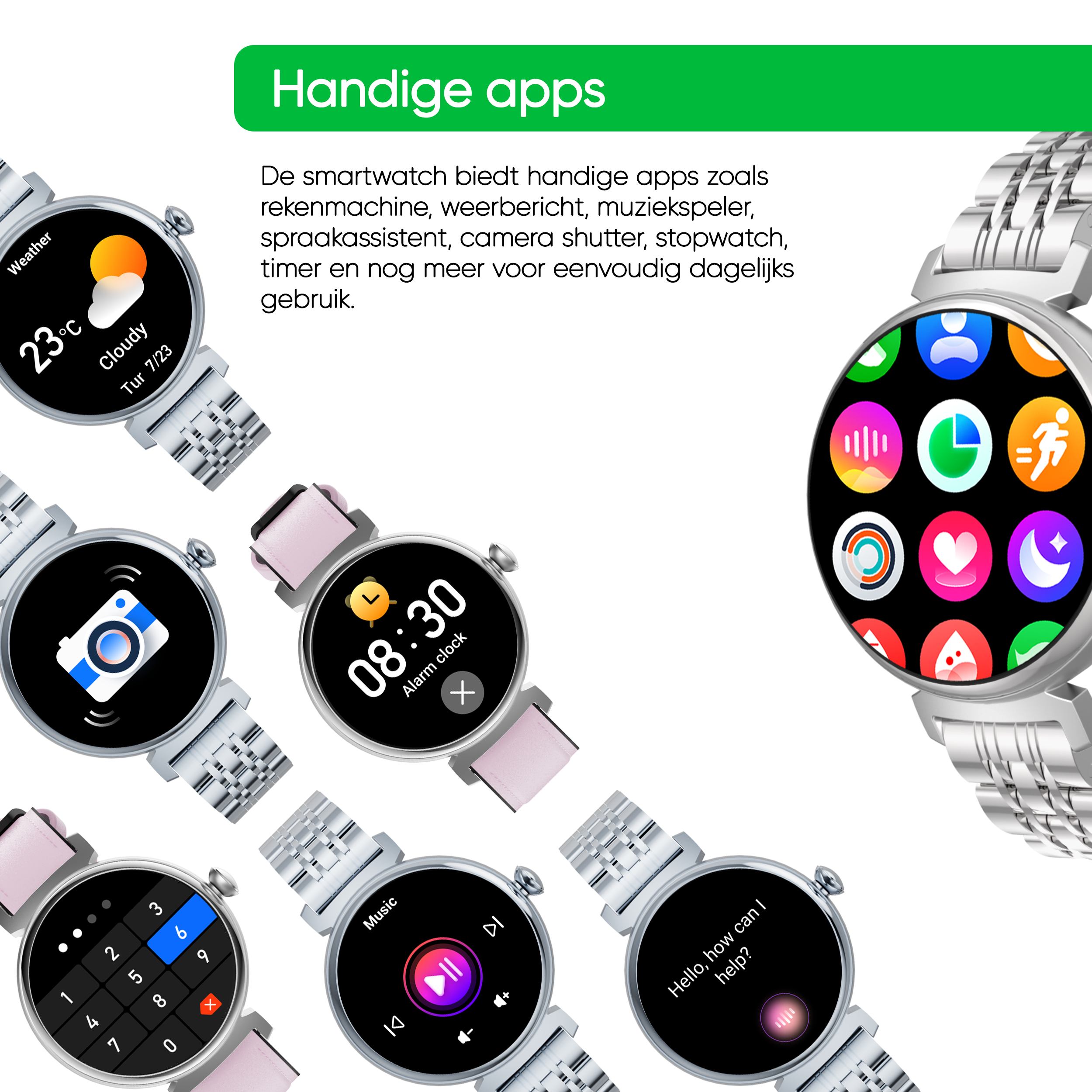 Synyq Elara AMOLED Smartwatch Dames - 3 bandjes - Smart Dames Horloge