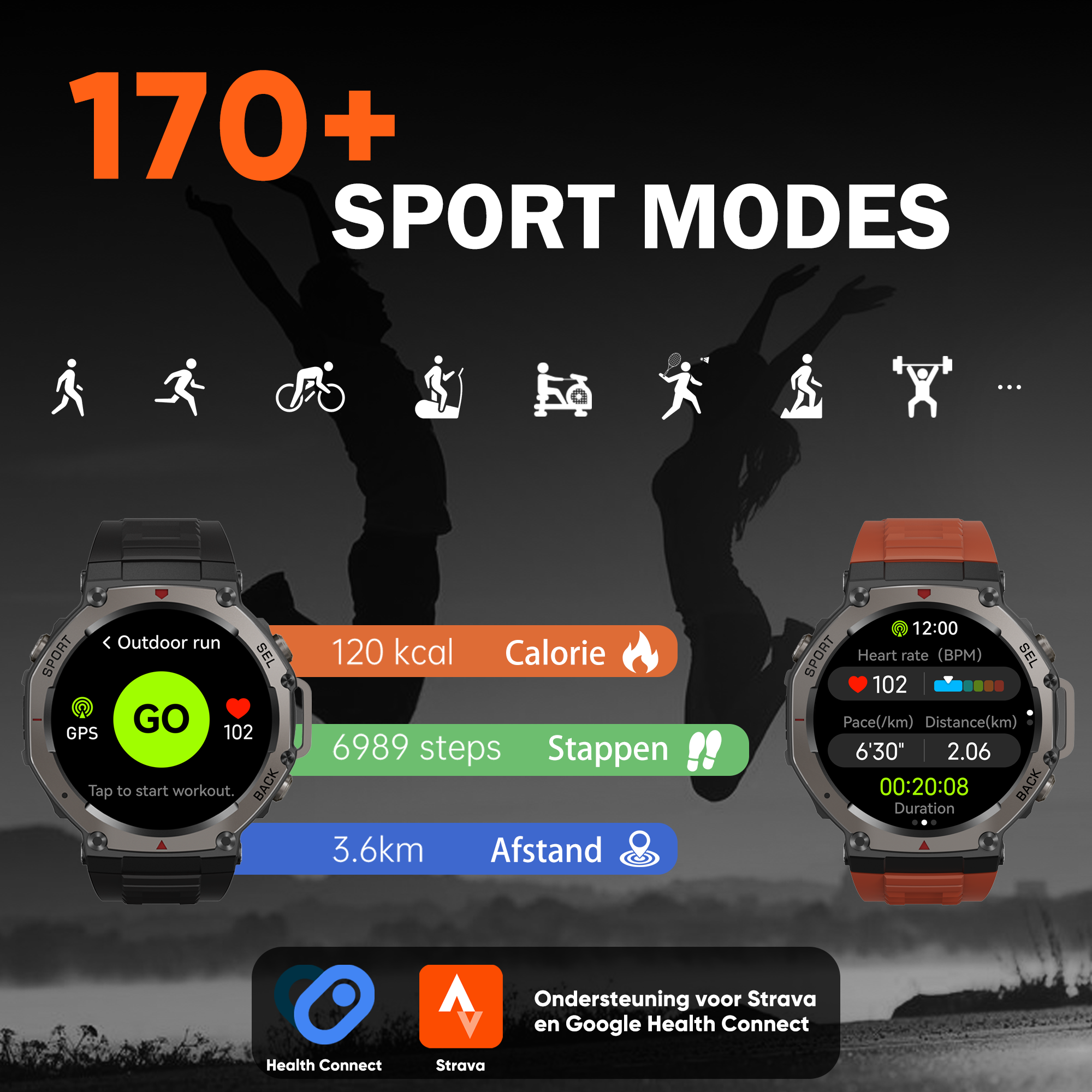 Synyq GPS ProX Smartwatch voor Heren - GPS - 1.43" AMOLED - 3 Bandjes