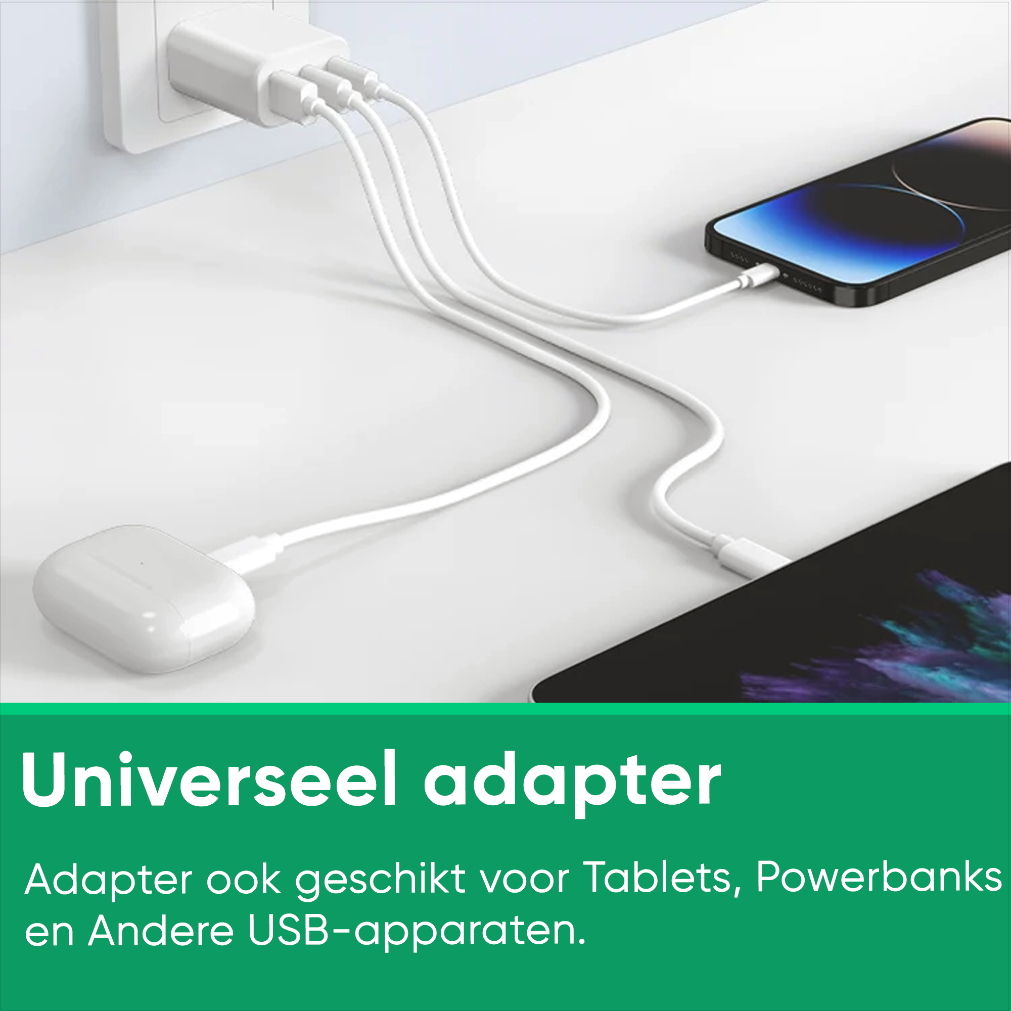 Synyq 30W 3-Poort Snellader - USB C Adapter - Snellader usb c - Usb c lader - Usb c oplader - Universeel
