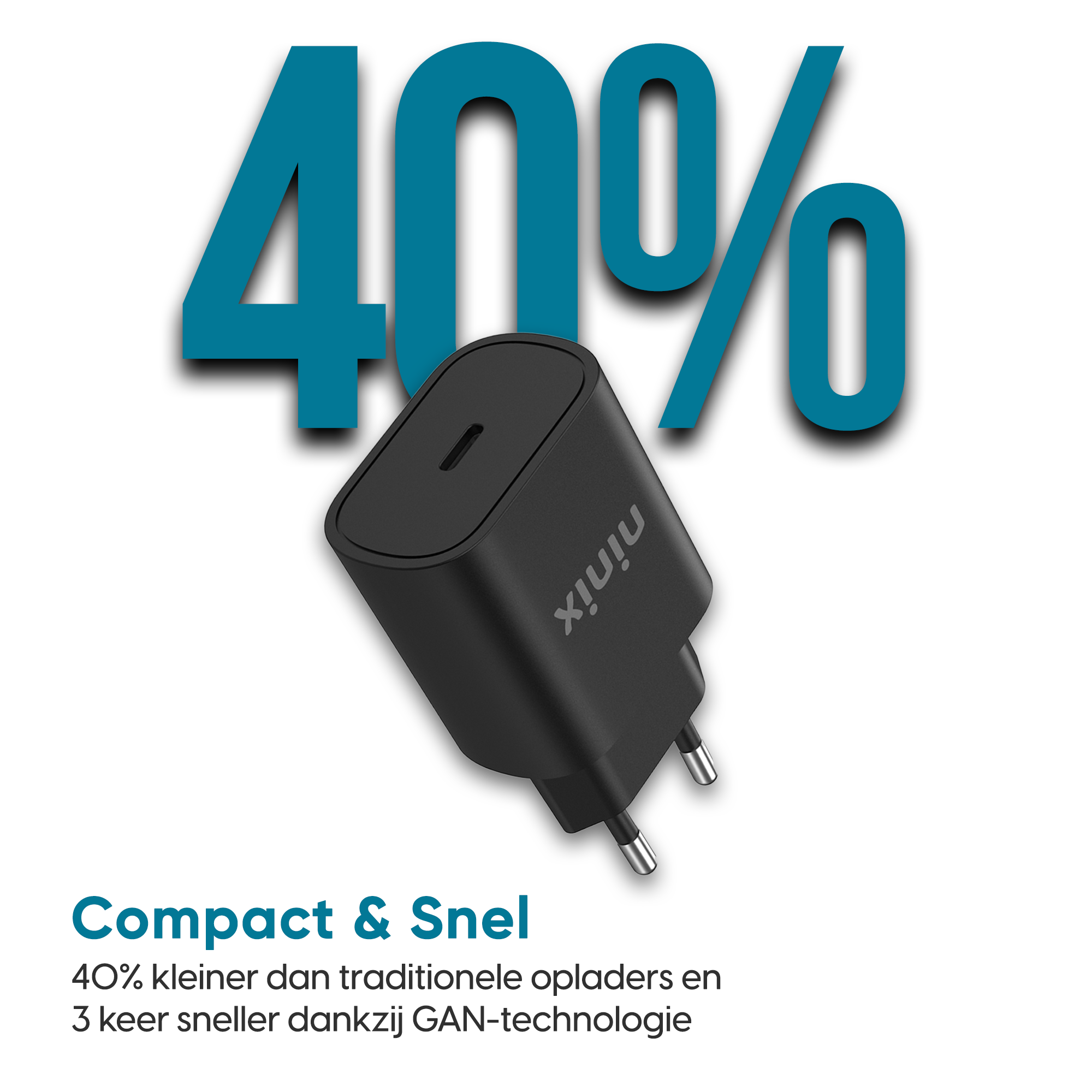 Ninix Snellader 25W - Oplaadkabel - Gecertificeerd - Oplader Geschikt voor iPhone