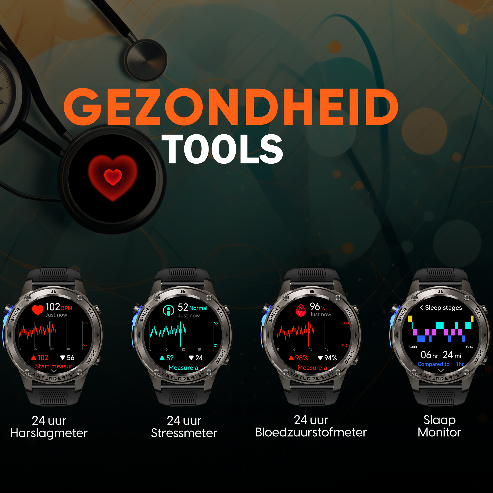 Synyq GPS Pro Smartwatch Heren - 1,43 inch AMOLED Display - GPS Sporthorloge