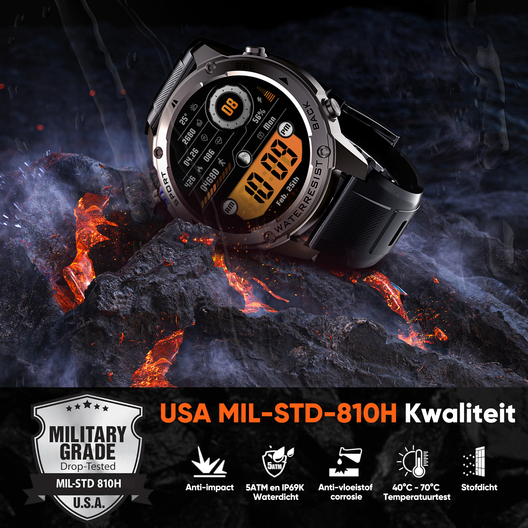 Synyq GPS Pro Smartwatch Heren - 1,43 inch AMOLED Display - GPS Sporthorloge