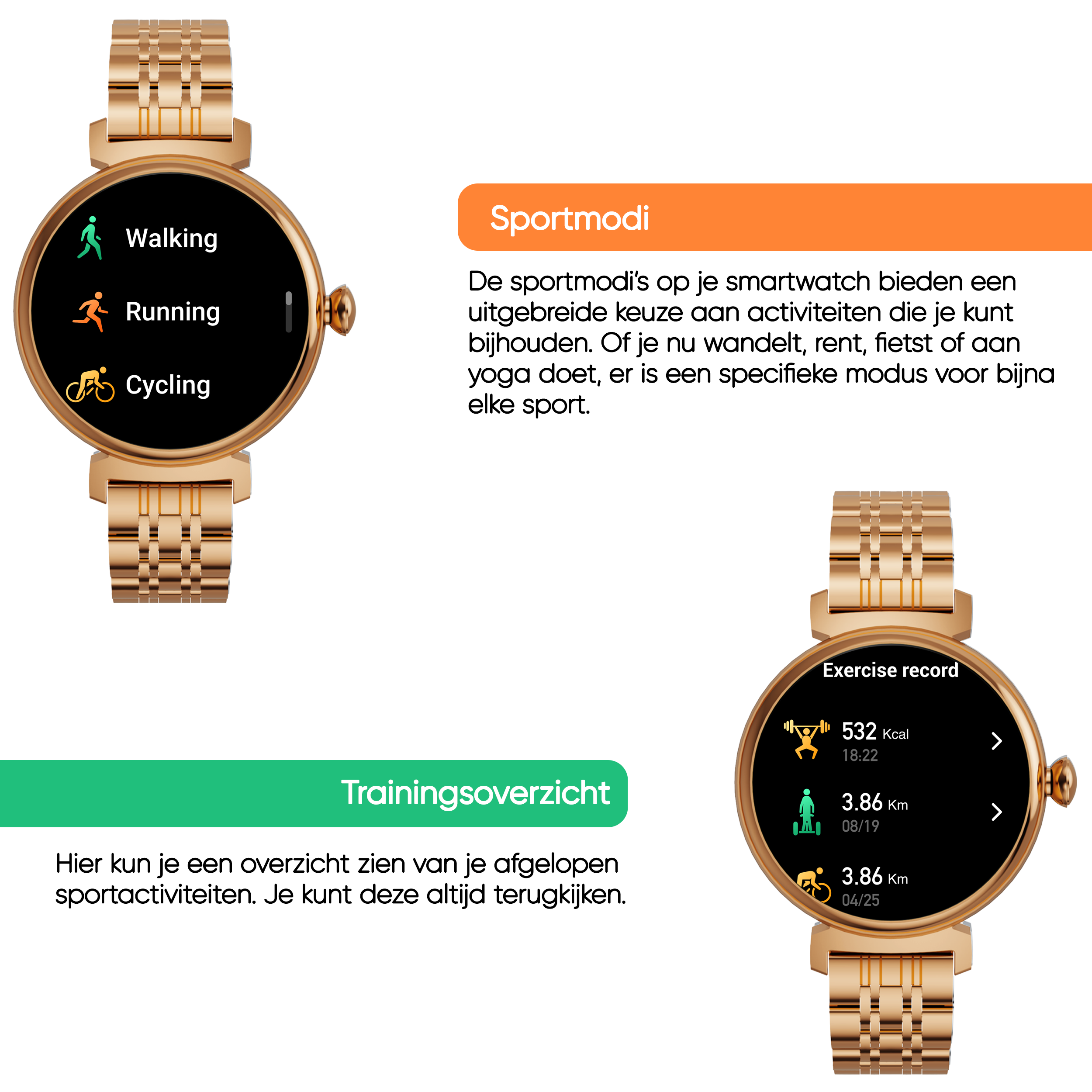 Synyq Elara AMOLED Smartwatch Dames - 3 bandjes - Smart Dames Horloge