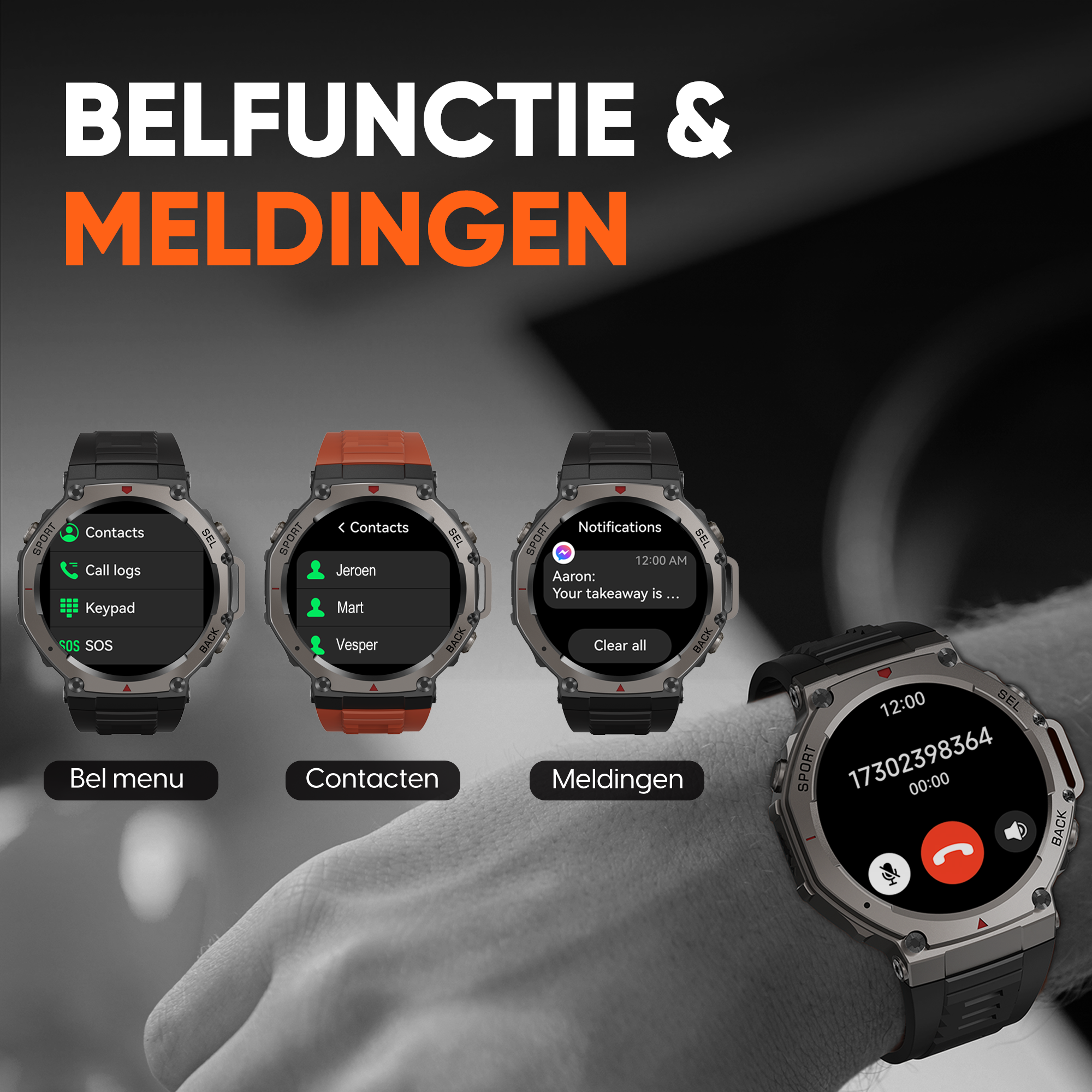Synyq GPS ProX Smartwatch voor Heren - GPS - 1.43" AMOLED - 3 Bandjes