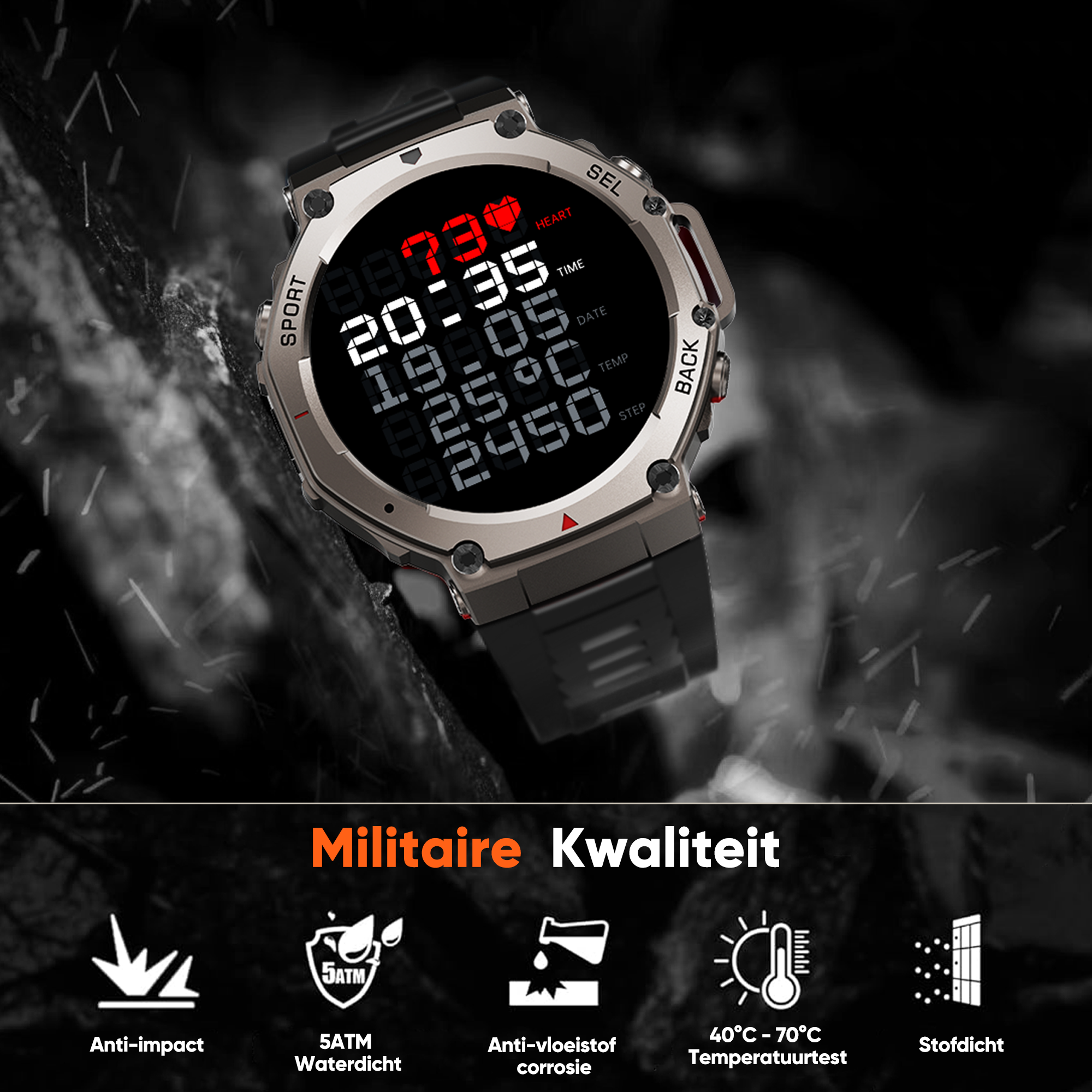 Synyq GPS ProX Smartwatch voor Heren - GPS - 1.43" AMOLED - 3 Bandjes