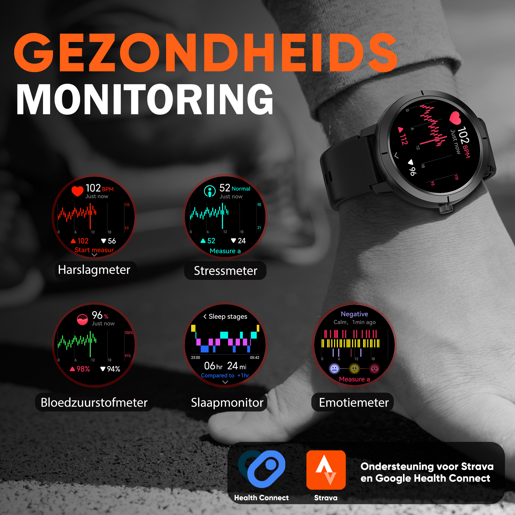 Synyq Evo Pro GPS Smartwatch - Voor Dames & Heren - 4 Bandjes - 1.32" AMOLED