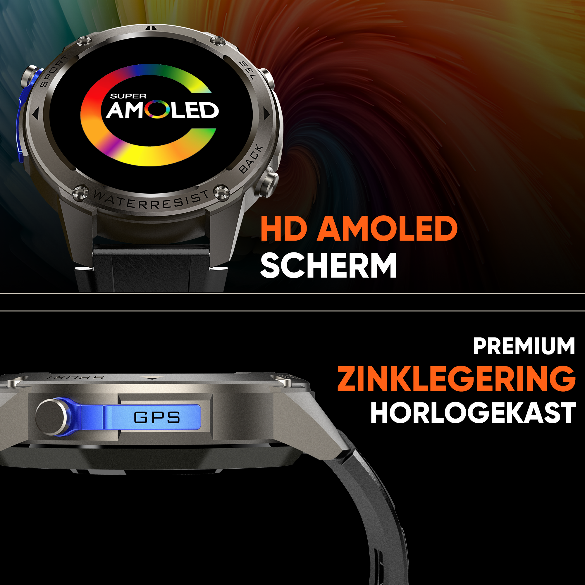 Synyq GPS Pro Smartwatch Heren - 1,43 inch AMOLED Display - GPS Sporthorloge