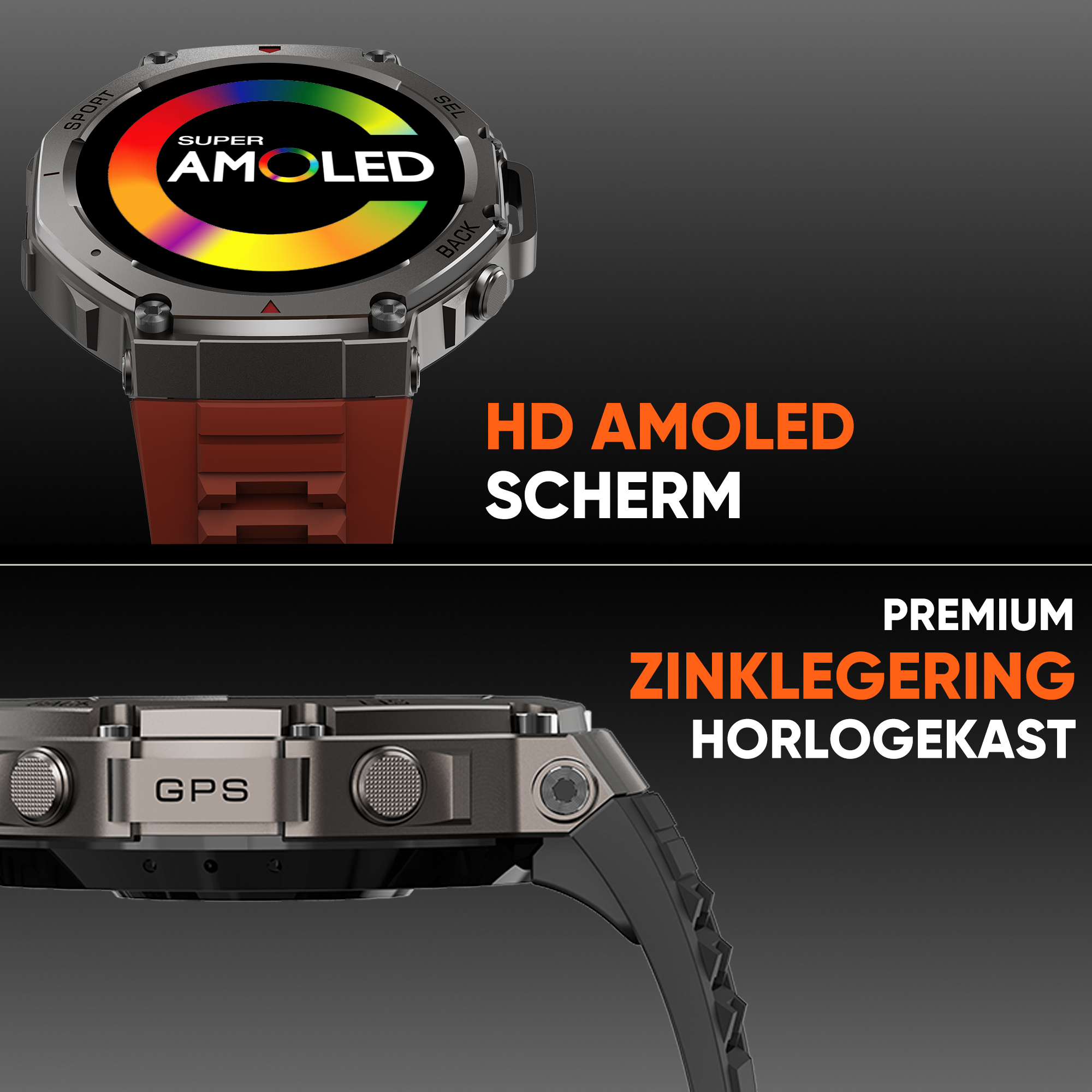 Synyq GPS ProX Smartwatch voor Heren - GPS - 1.43" AMOLED - 3 Bandjes