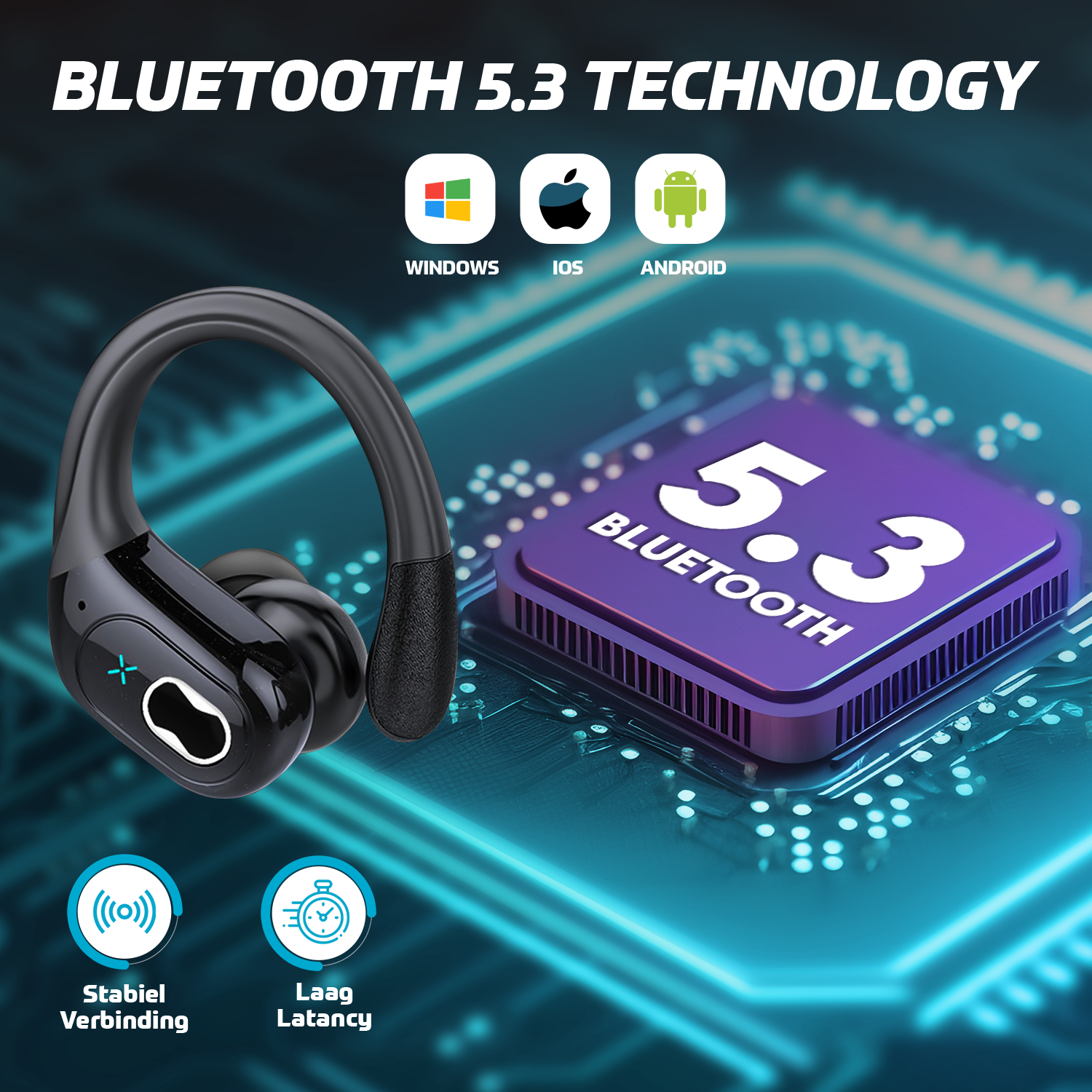 Synyq Active Draadloze Sport Oordopjes - 75 Uur Batterij - IPX5 Waterbestendig - 10mm Speakers