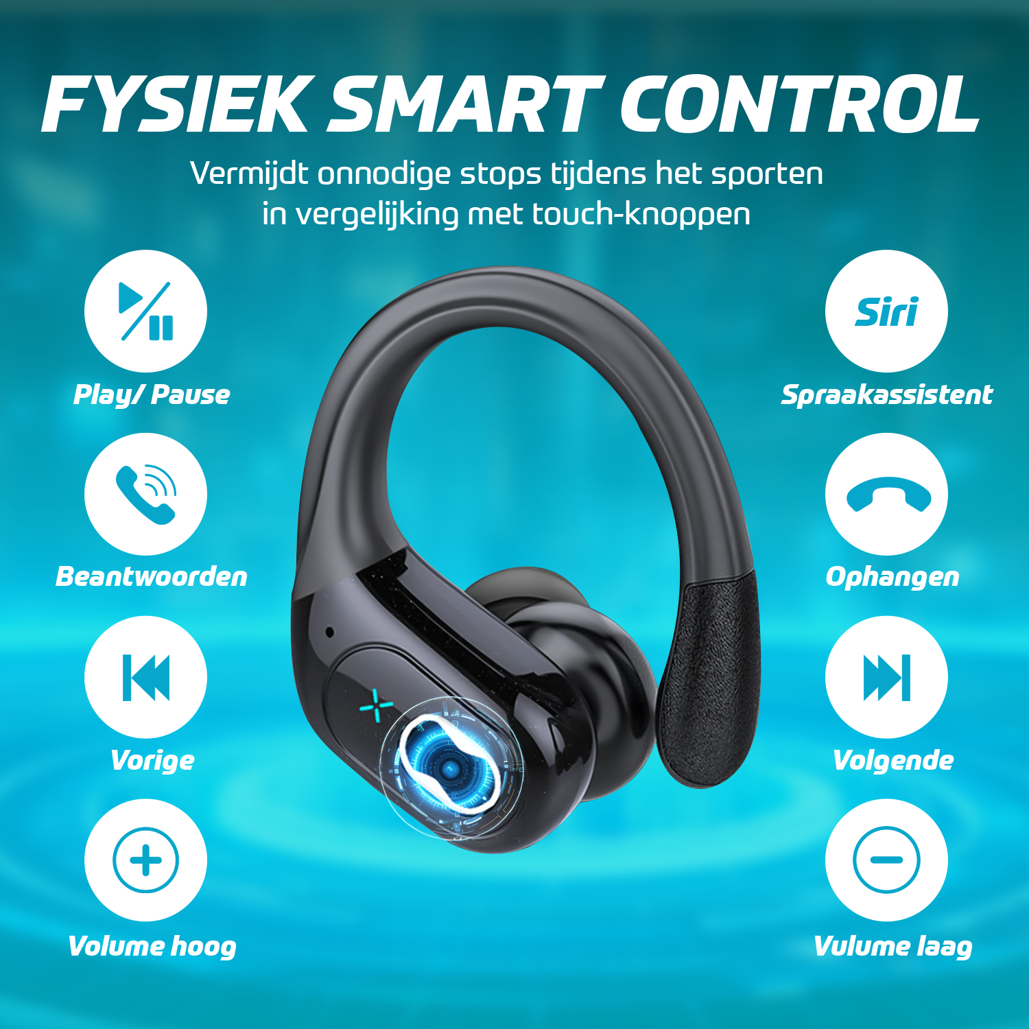 Synyq Active Draadloze Sport Oordopjes - 75 Uur Batterij - IPX5 Waterbestendig - 10mm Speakers