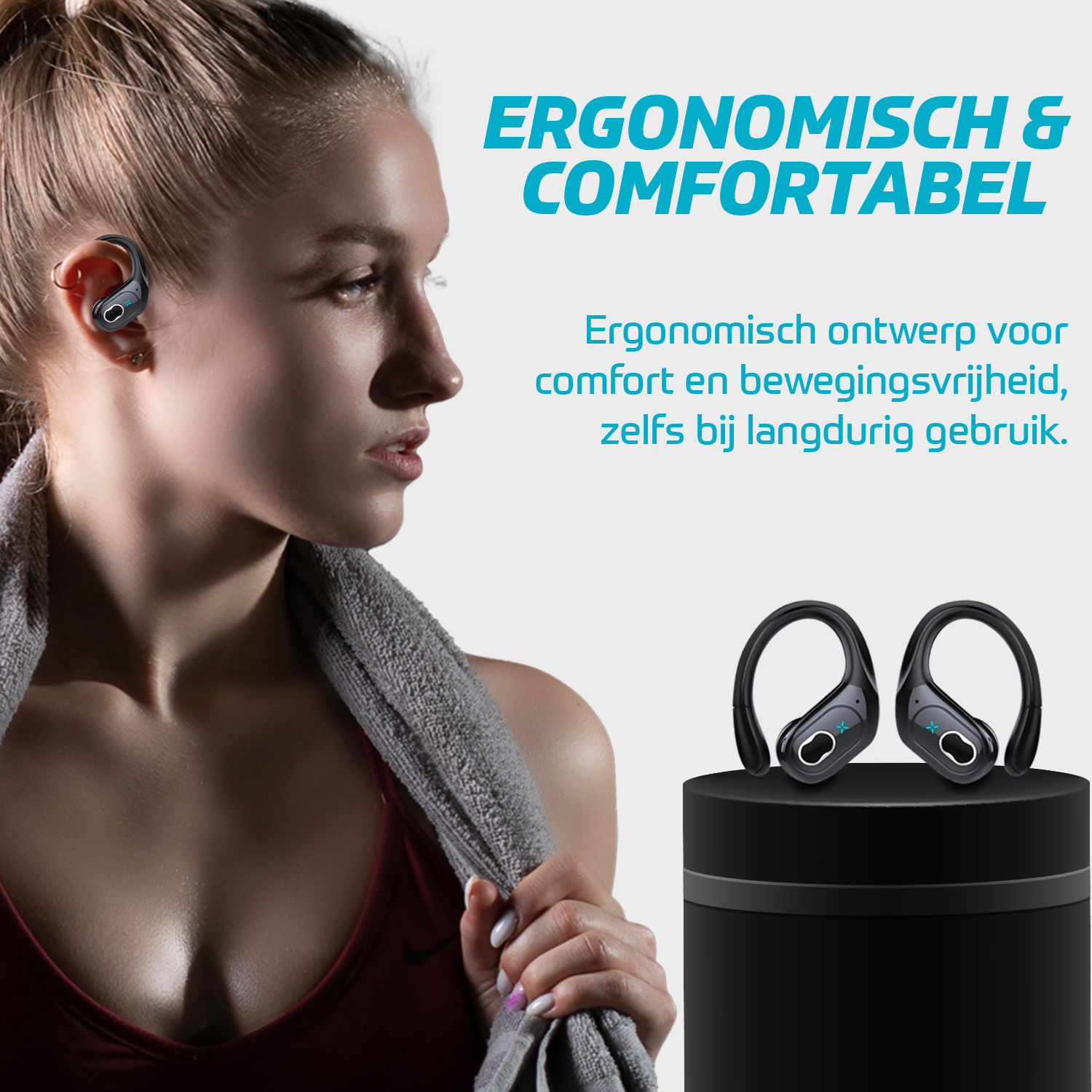 Synyq Active Draadloze Sport Oordopjes - 75 Uur Batterij - IPX5 Waterbestendig - 10mm Speakers