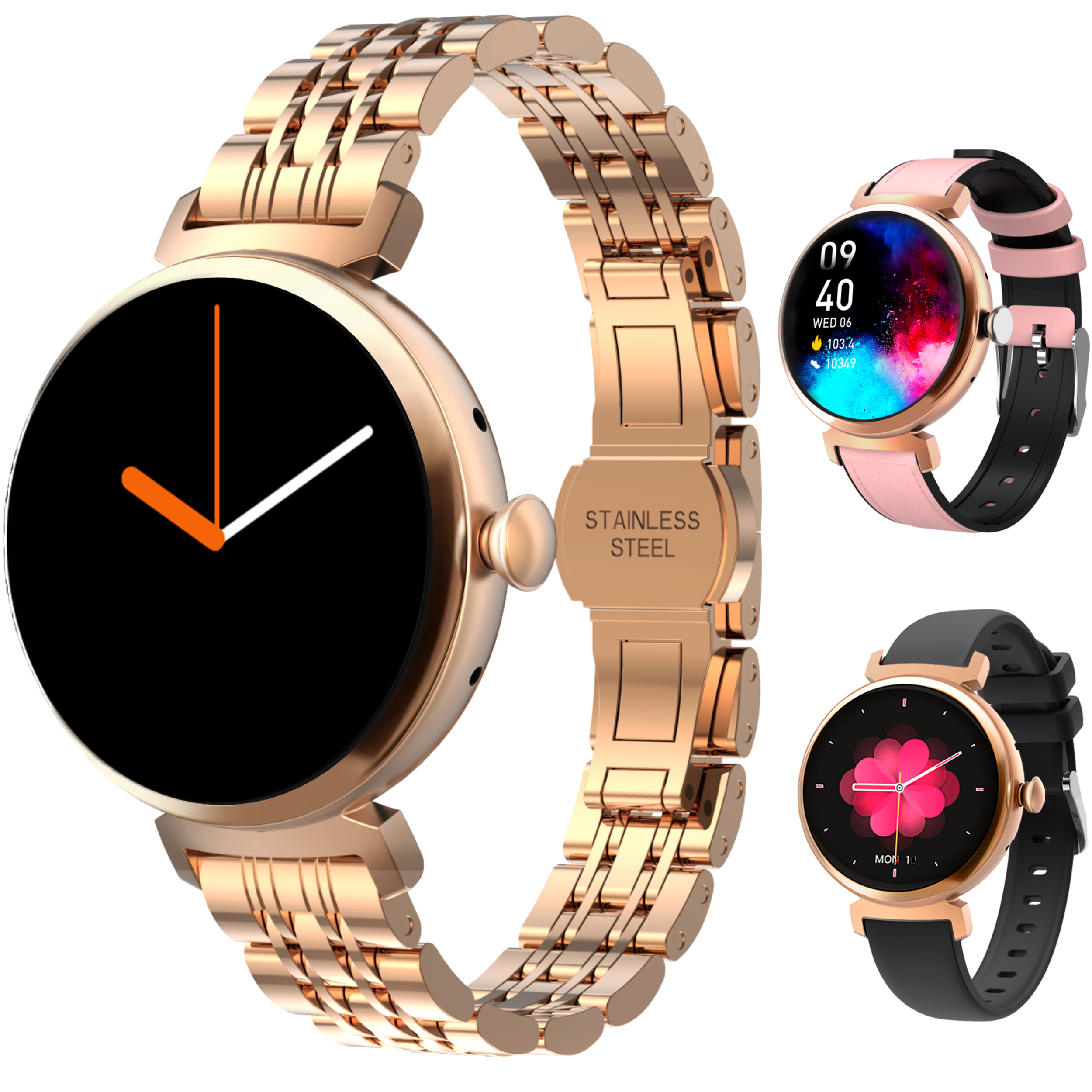 Synyq Elara AMOLED Smartwatch Dames - 3 bandjes - Smart Dames Horloge