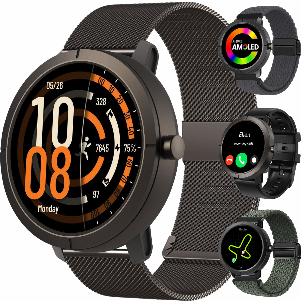 Synyq Evo Pro GPS Smartwatch - Voor Dames & Heren - 4 Bandjes - 1.32" AMOLED