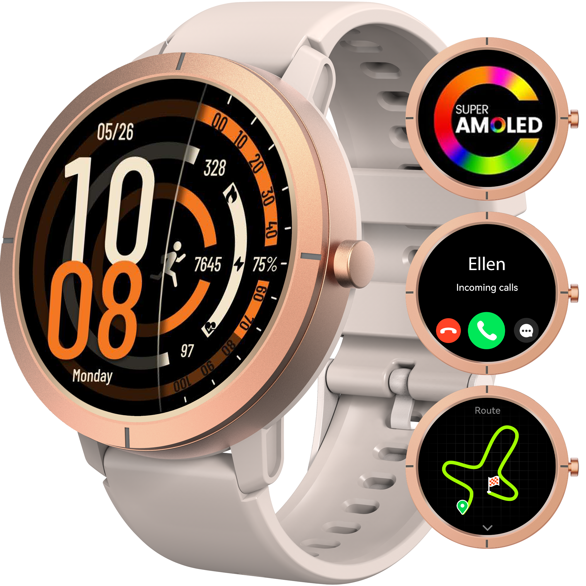 Synyq Evo Pro GPS Smartwatch - Voor Dames & Heren - 4 Bandjes - 1.32" AMOLED