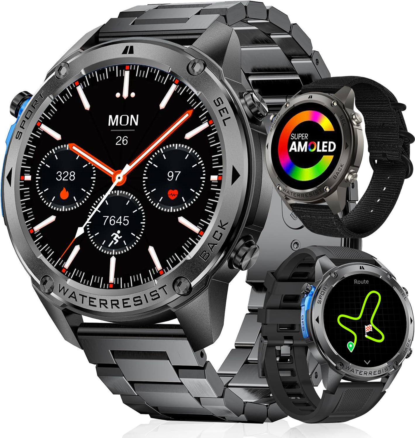 Synyq GPS Pro Smartwatch Heren - 1,43 inch AMOLED Display - GPS Sporthorloge