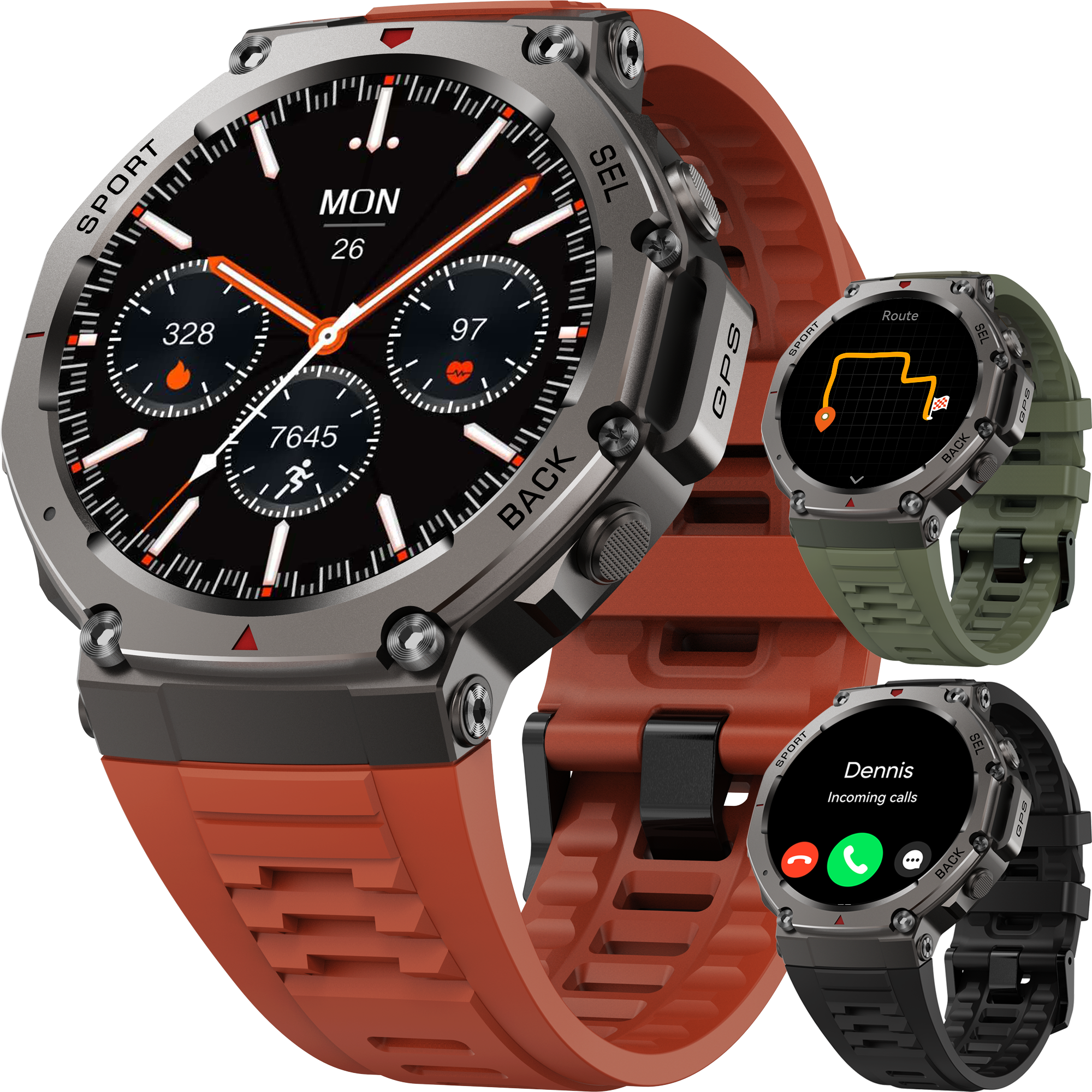 Synyq GPS ProX Smartwatch voor Heren - GPS - 1.43" AMOLED - 3 Bandjes