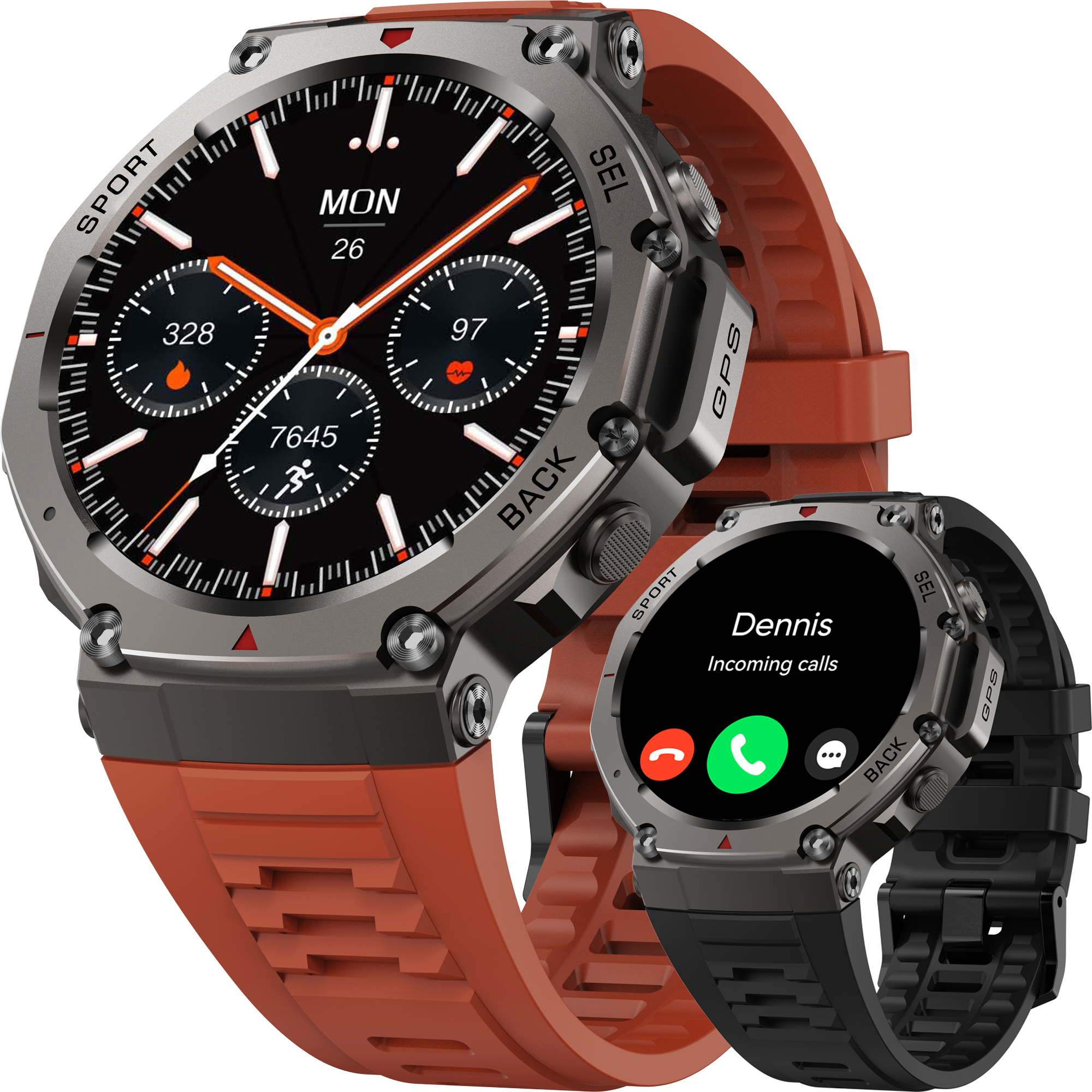 Synyq GPS ProX Smartwatch voor Heren - GPS - 1.43" AMOLED - 2 Bandjes