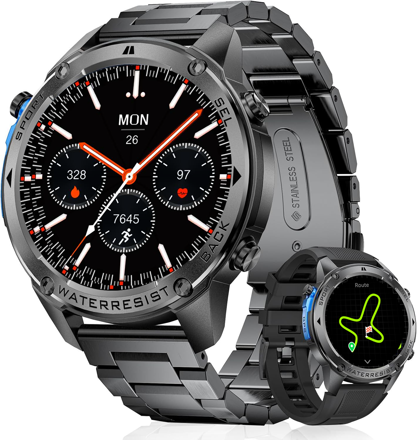 Synyq GPS Pro Smartwatch Heren - 1,43 inch AMOLED Display - GPS Sporthorloge