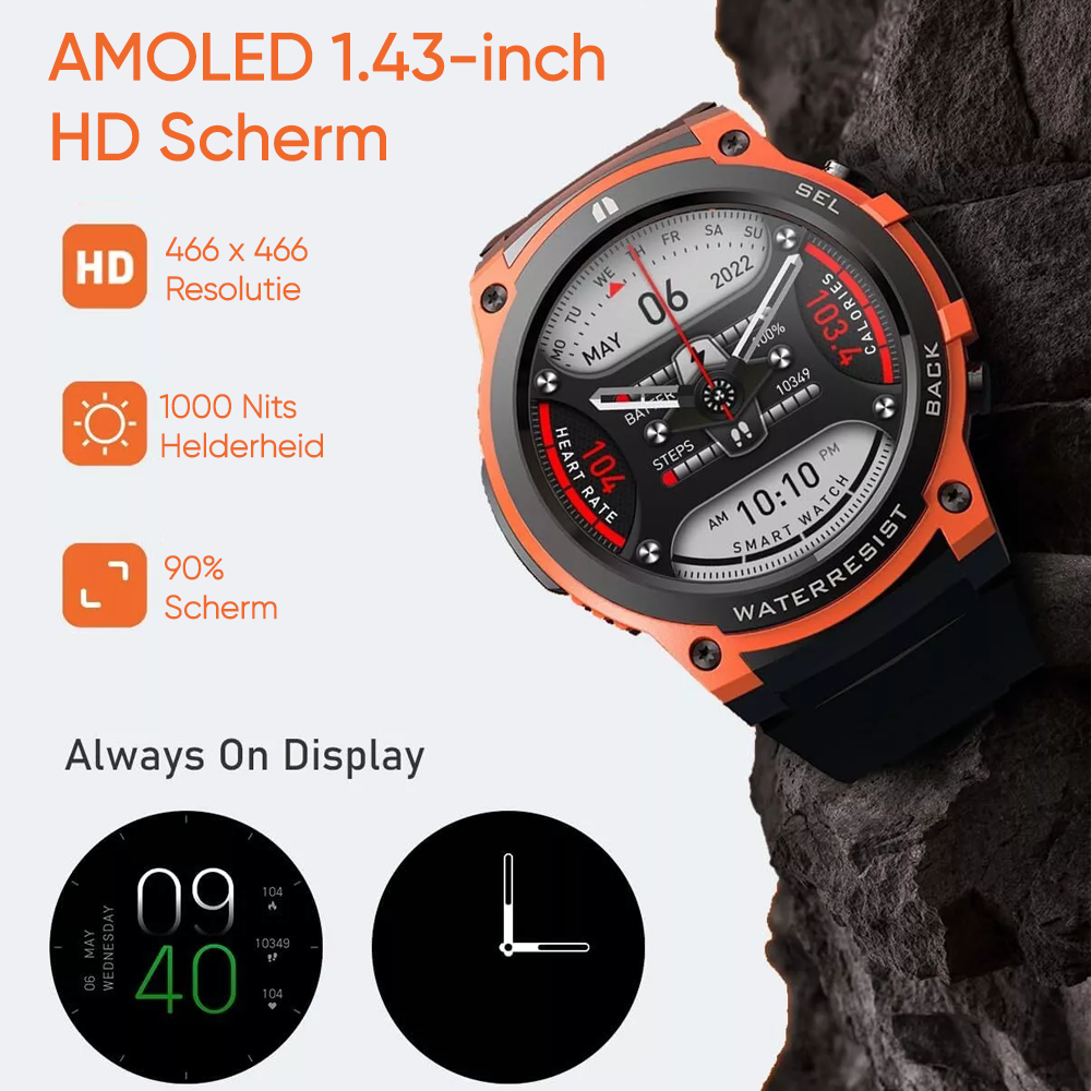 Synyq Ultra Smartwatch Heren 51mm 1 43 AMOLED HD Scherm Sport Horl
