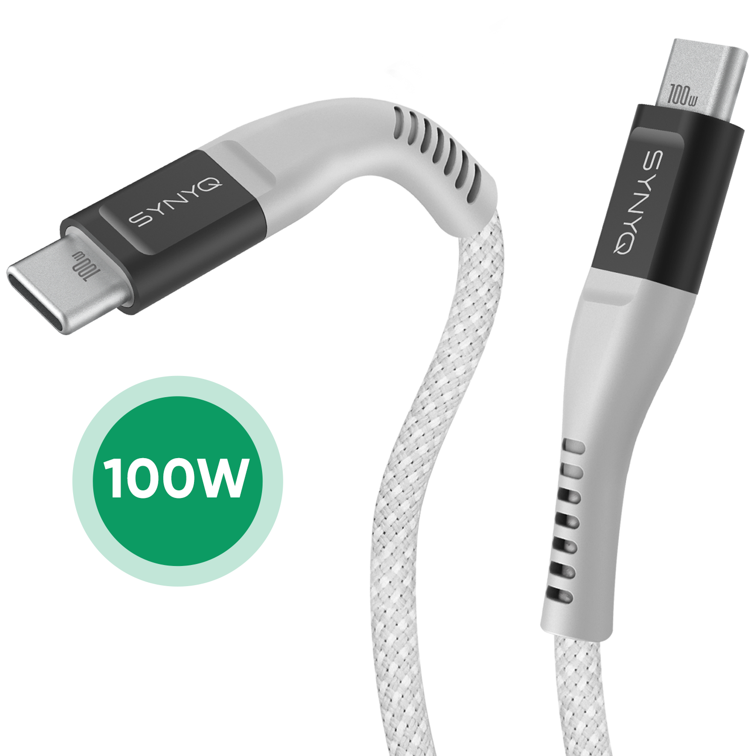 Synyq 100W USB C Data en Laadkabel - Gecertificeerd - Snellader Kabel